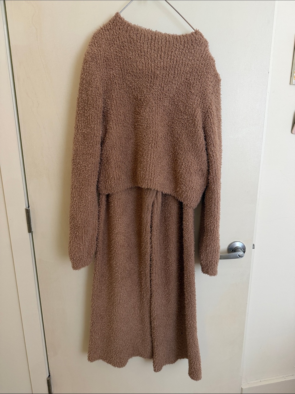 aerie Cozy Plush Crewneck Sweater Dress in Brown